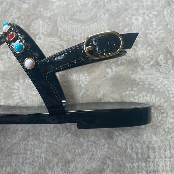 Brand New Stuart Weitzman Gemstone Beaded Thong Jelly Sandals Slingback Black - Picture 8 of 15